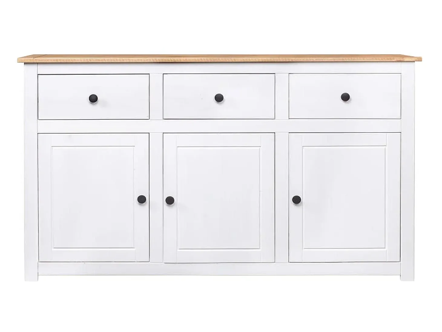 Aparador de madera de pino estilo Panamá blanco 135x40x80 cm ES67104