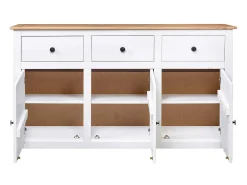 Aparador de madera de pino estilo Panamá blanco 135x40x80 cm ES67104