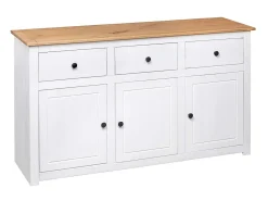 Aparador de madera de pino estilo Panamá blanco 135x40x80 cm ES67104
