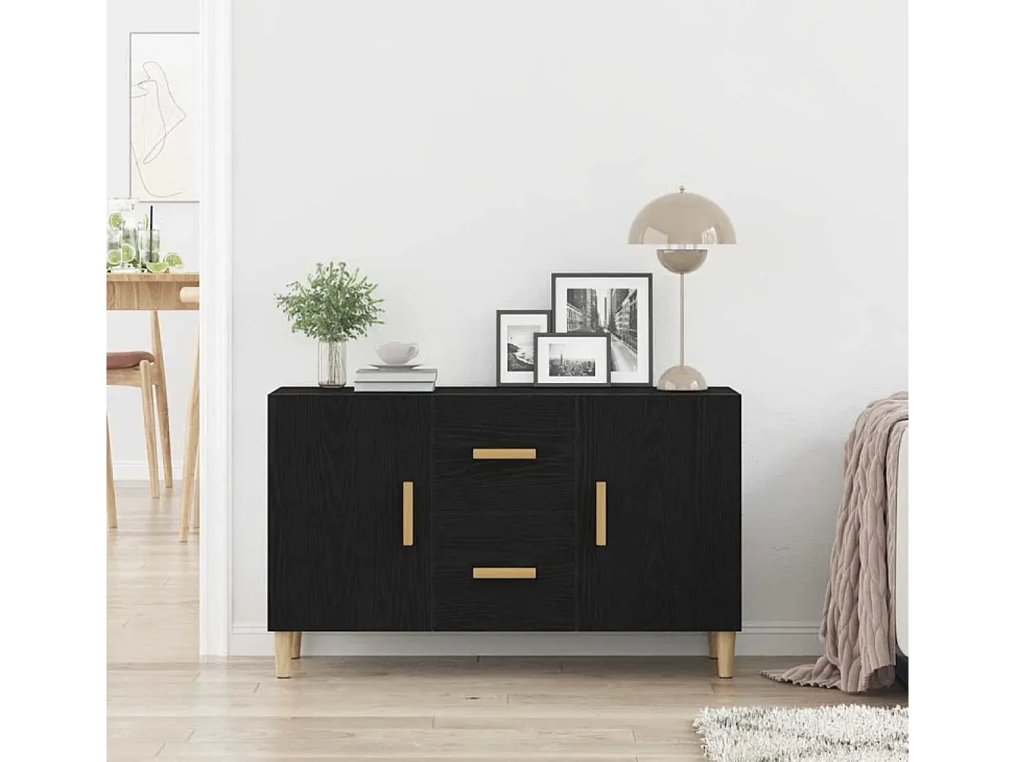 Aparador de madera de roble negro 100x36x60 cm