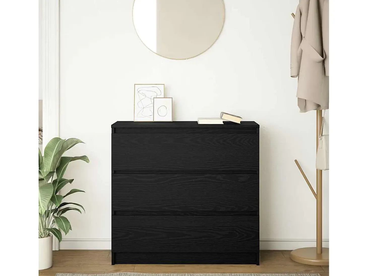 Aparador de madera de roble negro 80x35x76 cm
