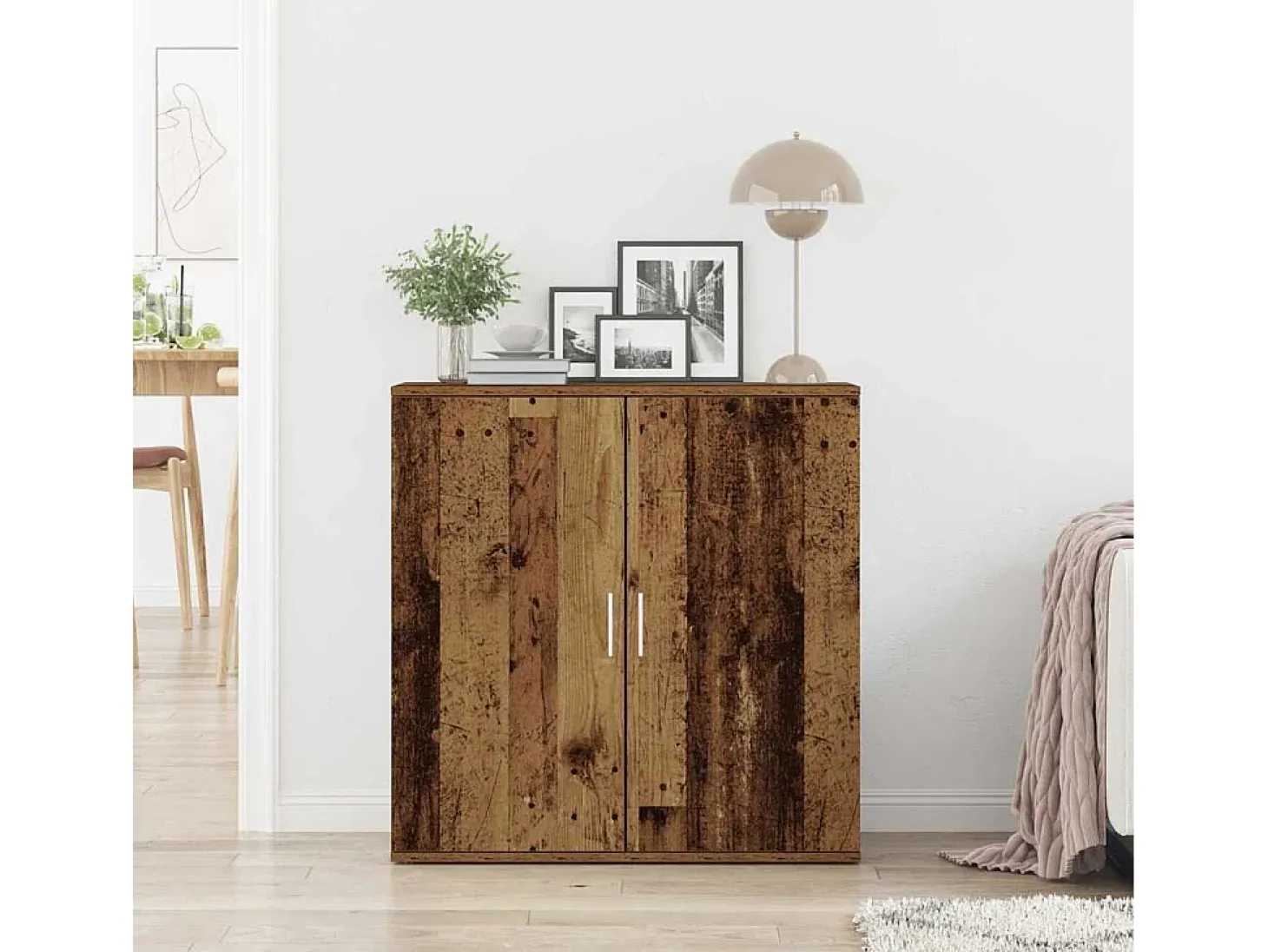 Aparador de madera envejecida 79x38x80 cm en madera de ingeniería