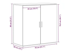 Aparador de madera envejecida 79x38x80 cm en madera de ingeniería
