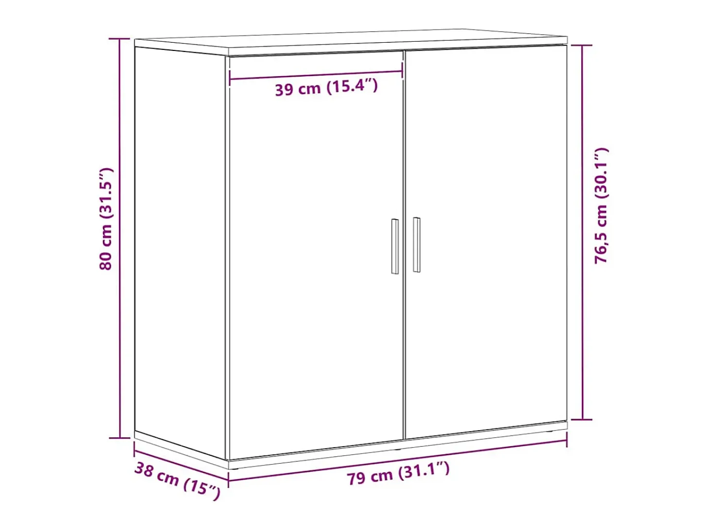 Aparador de madera envejecida 79x38x80 cm en madera de ingeniería