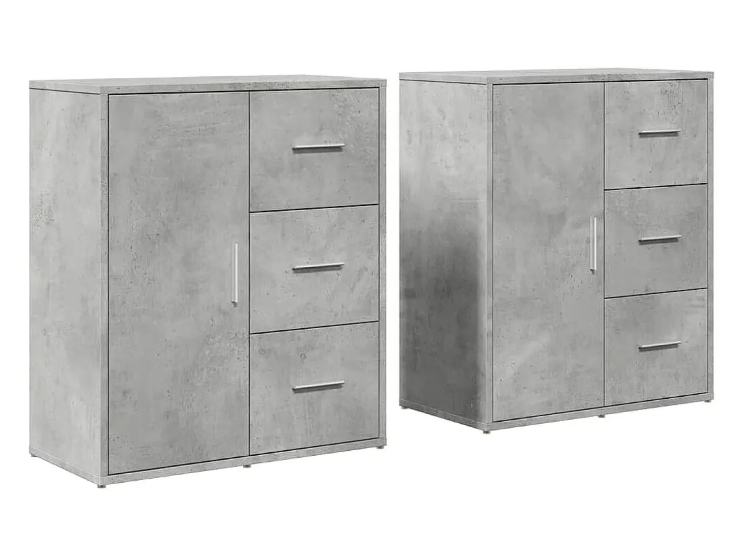 Aparador de madera ingeniería 2 uds gris hormigón 60x31x70 cm
