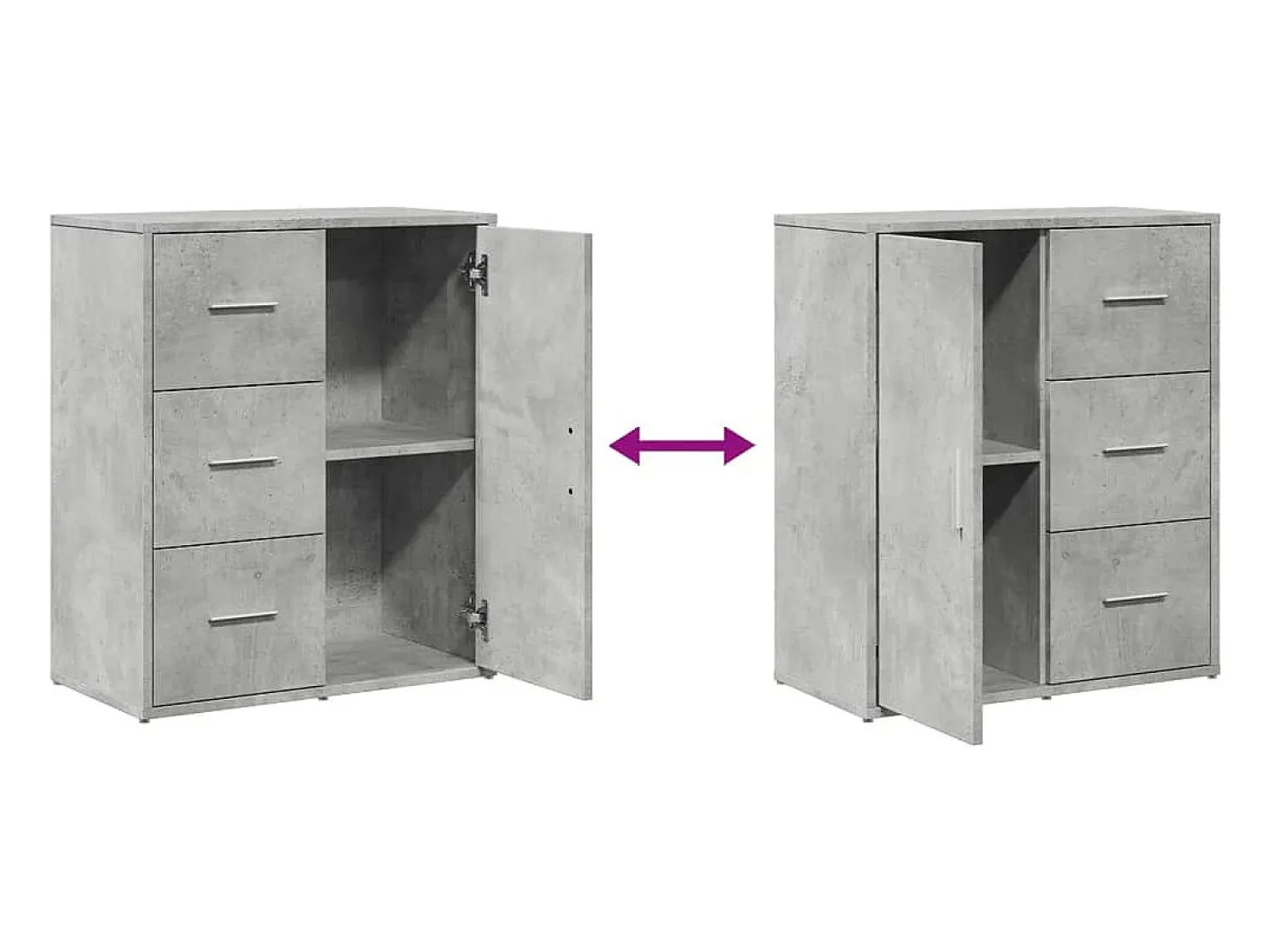Aparador de madera ingeniería 2 uds gris hormigón 60x31x70 cm
