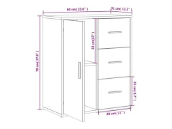 Aparador de madera ingeniería 2 uds gris hormigón 60x31x70 cm