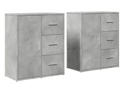 Aparador de madera ingeniería 2 uds gris hormigón 60x31x70 cm ES951612