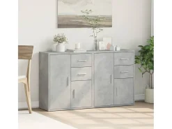 Aparador de madera ingeniería 2 uds gris hormigón 60x31x70 cm ES806341