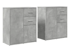 Aparador de madera ingeniería 2 uds gris hormigón 60x31x70 cm ES806341