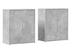 Aparador de madera ingeniería 2 uds gris hormigón 60x31x70 cm