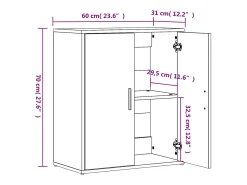 Aparador de madera ingeniería 2 uds gris hormigón 60x31x70 cm