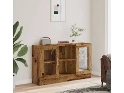 Aparador de madera ingeniería envejecida negro 120x30,5x70 cm