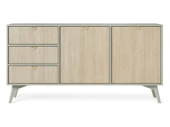 Aparador de madera laminada de 2 puertas y 3 cajones, 158x80 cm
