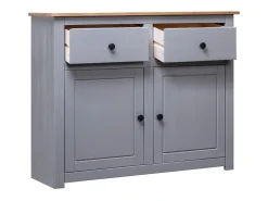 Aparador de madera maciza pino estilo Panamá gris 93x40x80 cm ES32990