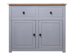 Aparador de madera maciza pino estilo Panamá gris 93x40x80 cm ES32990