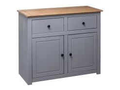 Aparador de madera maciza pino estilo Panamá gris 93x40x80 cm ES32990
