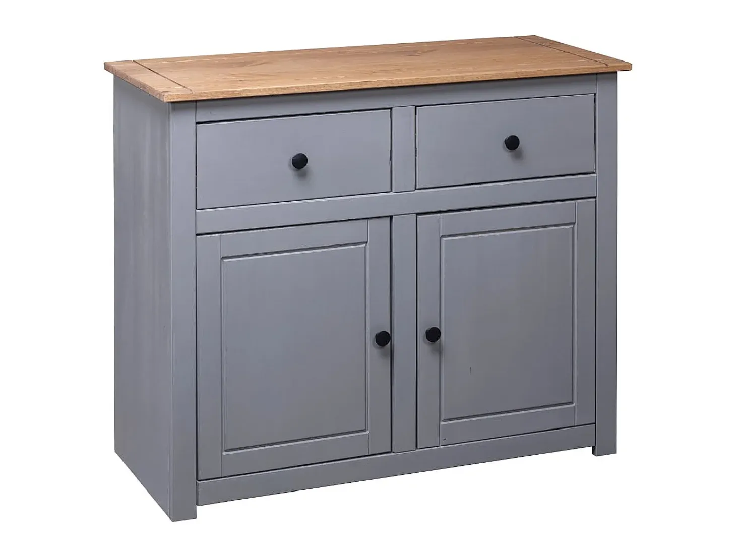 Aparador de madera maciza pino estilo Panamá gris 93x40x80 cm ES32990