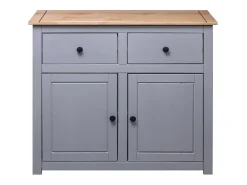 Aparador de madera maciza pino estilo Panamá gris 93x40x80 cm ES32990