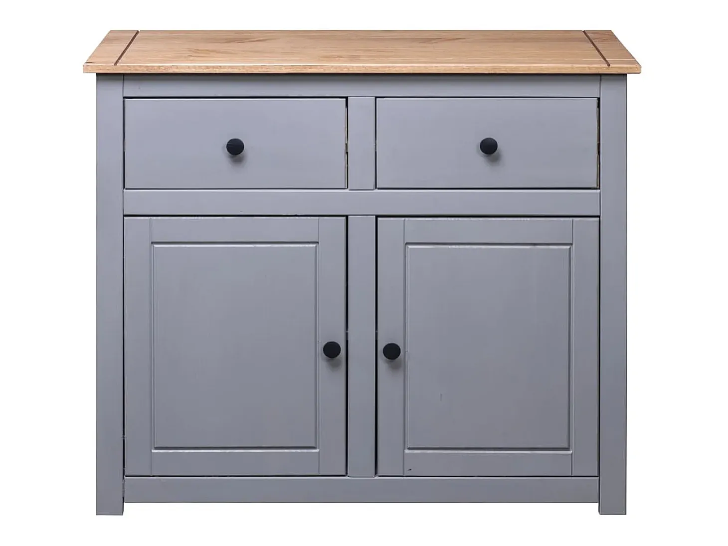 Aparador de madera maciza pino estilo Panamá gris 93x40x80 cm ES32990