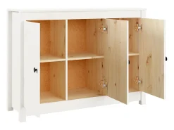 Aparador de madera maciza de pino blanco 100x35x74 cm