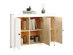 Aparador de madera maciza de pino blanco 100x35x74 cm