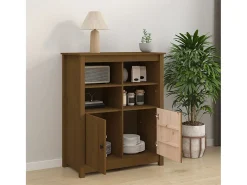 Aparador de madera maciza de pino marrón miel 83x41,5x100 cm ES19255