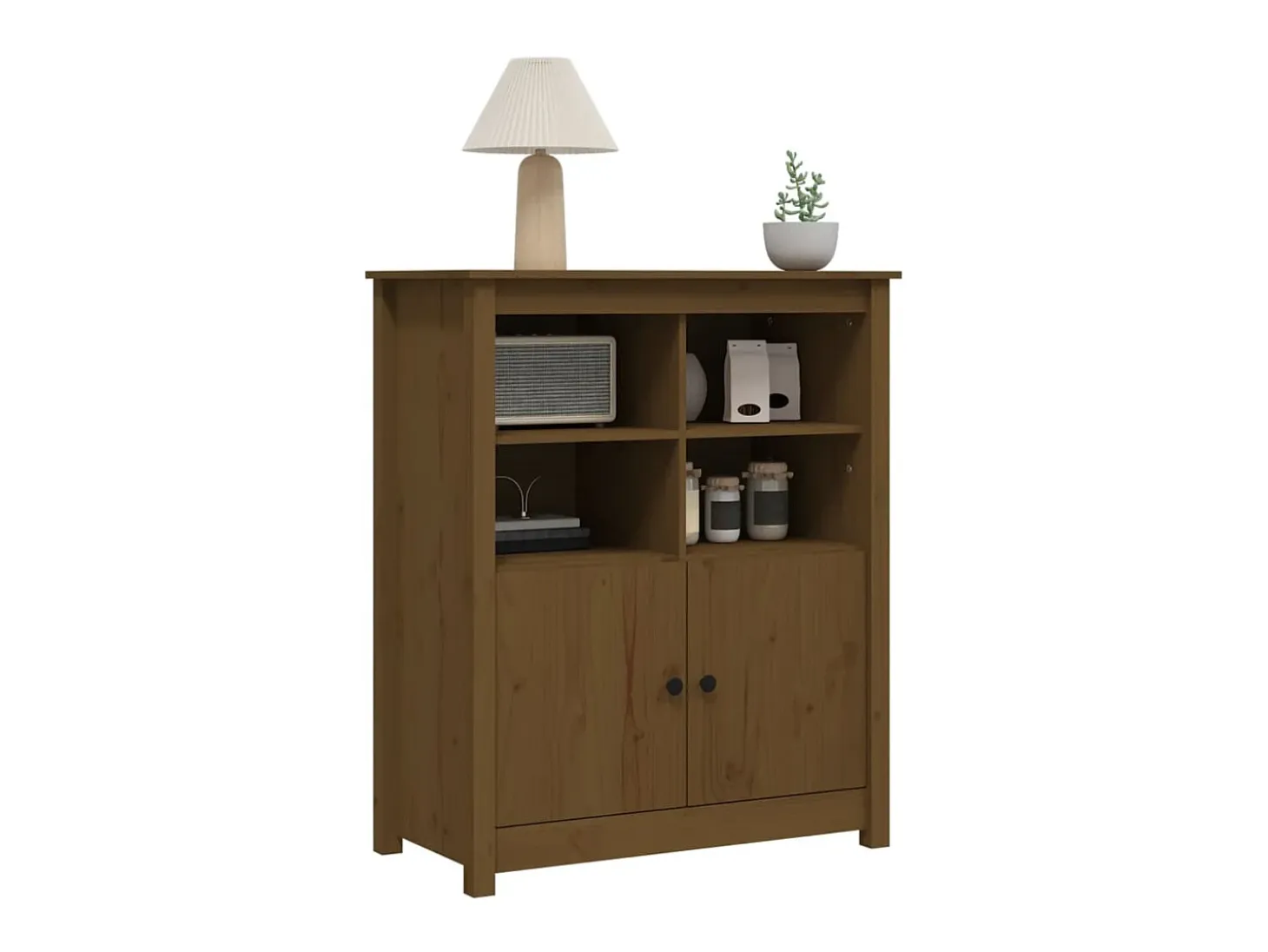 Aparador de madera maciza de pino marrón miel 83x41,5x100 cm ES19255