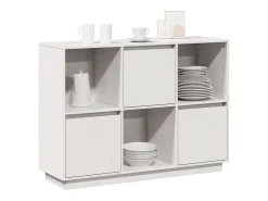 Aparador de madera maciza de pino blanco 110,5x35x80 cm
