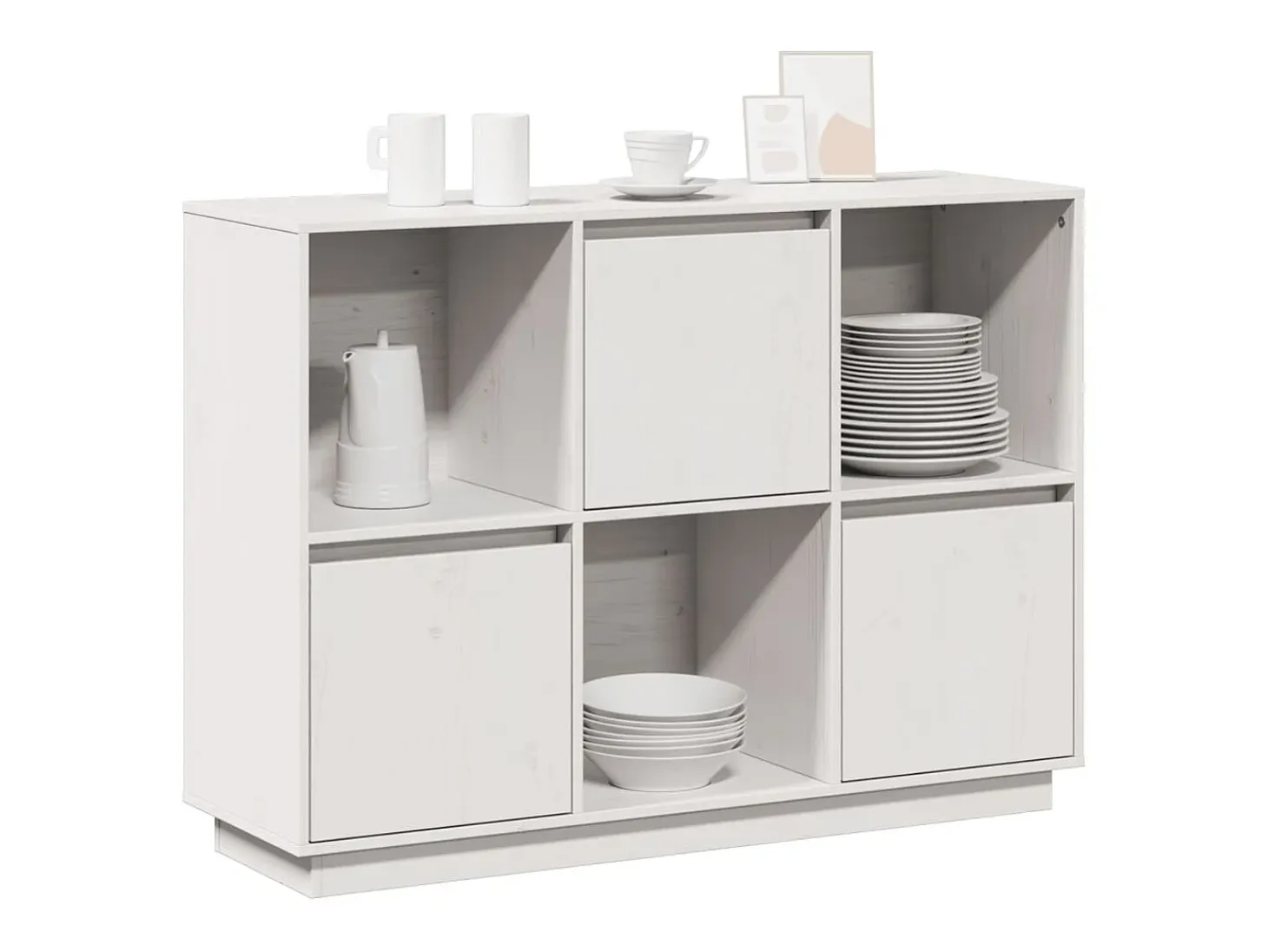 Aparador de madera maciza de pino blanco 110,5x35x80 cm