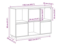 Aparador de madera maciza de pino blanco 110,5x35x80 cm