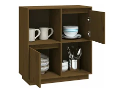 Aparador de madera maciza de pino marrón miel 74x35x80 cm
