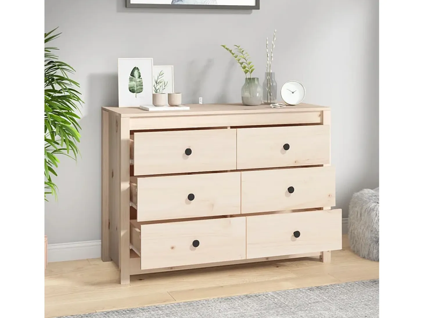 Aparador de madera maciza de pino 100x40x72 cm