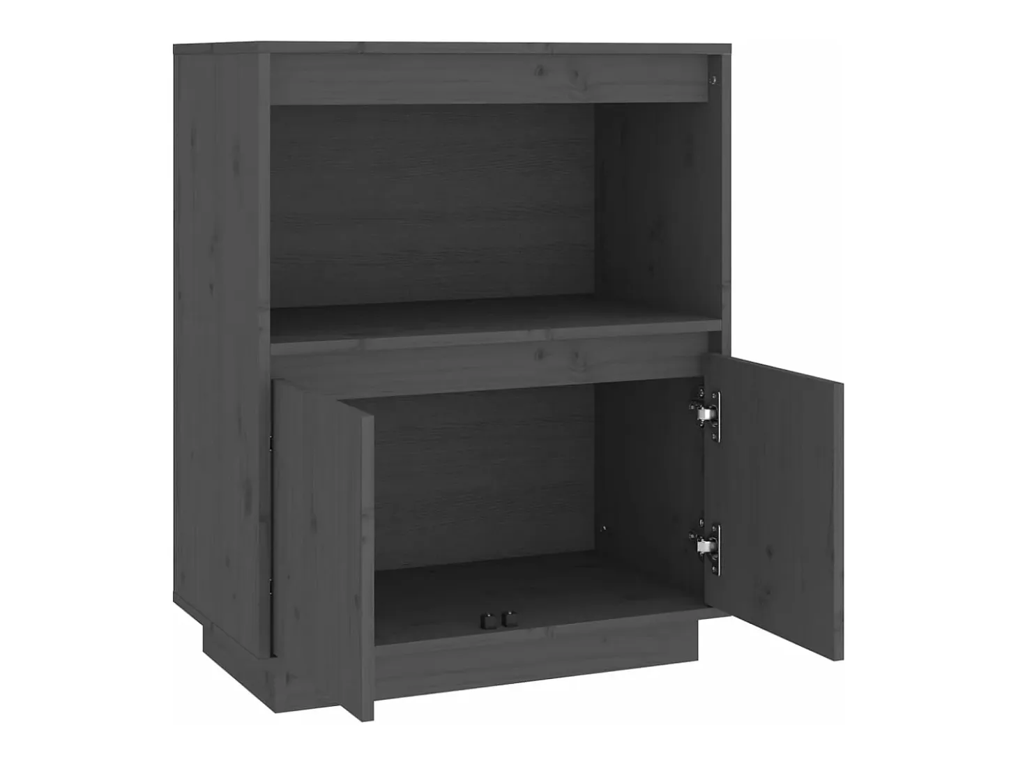 Aparador de madera maciza de pino gris 60x34x75 cm