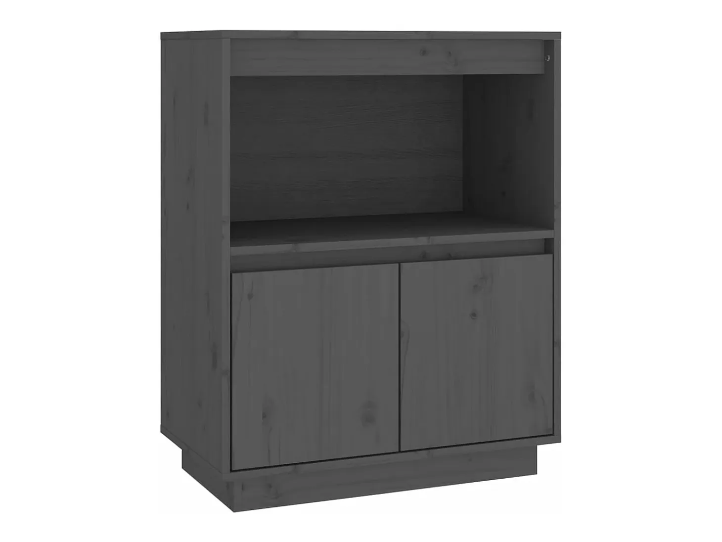 Aparador de madera maciza de pino gris 60x34x75 cm