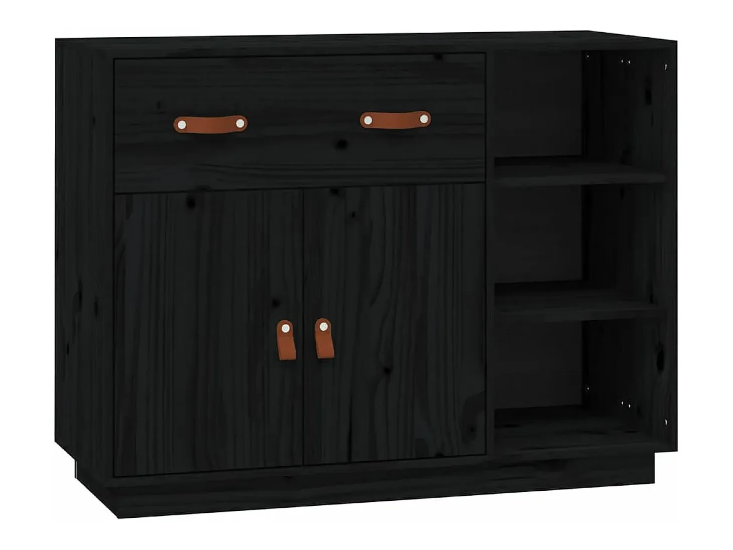 Aparador de madera maciza de pino negro 98,5x40x75 cm