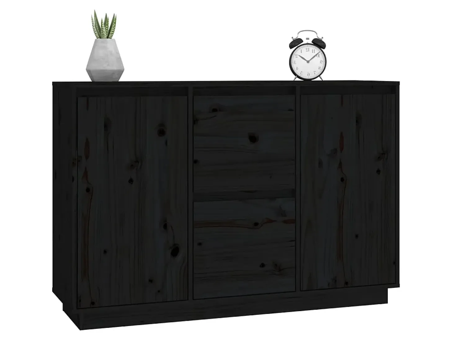 Aparador de madera maciza de pino negro 111x34x75 cm ES99051