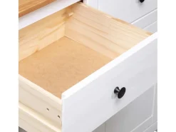Aparador de madera maciza pino estilo Panamá blanco 93x40x80 cm