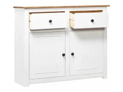Aparador de madera maciza pino estilo Panamá blanco 93x40x80 cm