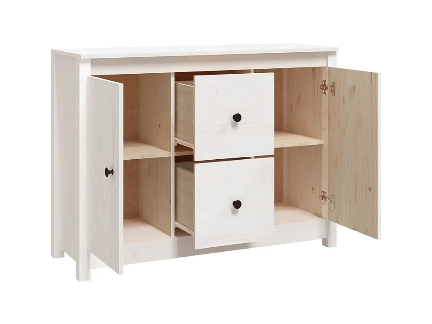 Aparador de madera maciza de pino blanco 100x35x74 cm ES12895