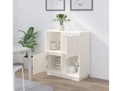 Aparador de madera maciza de pino blanco 74x35x80 cm ES31610