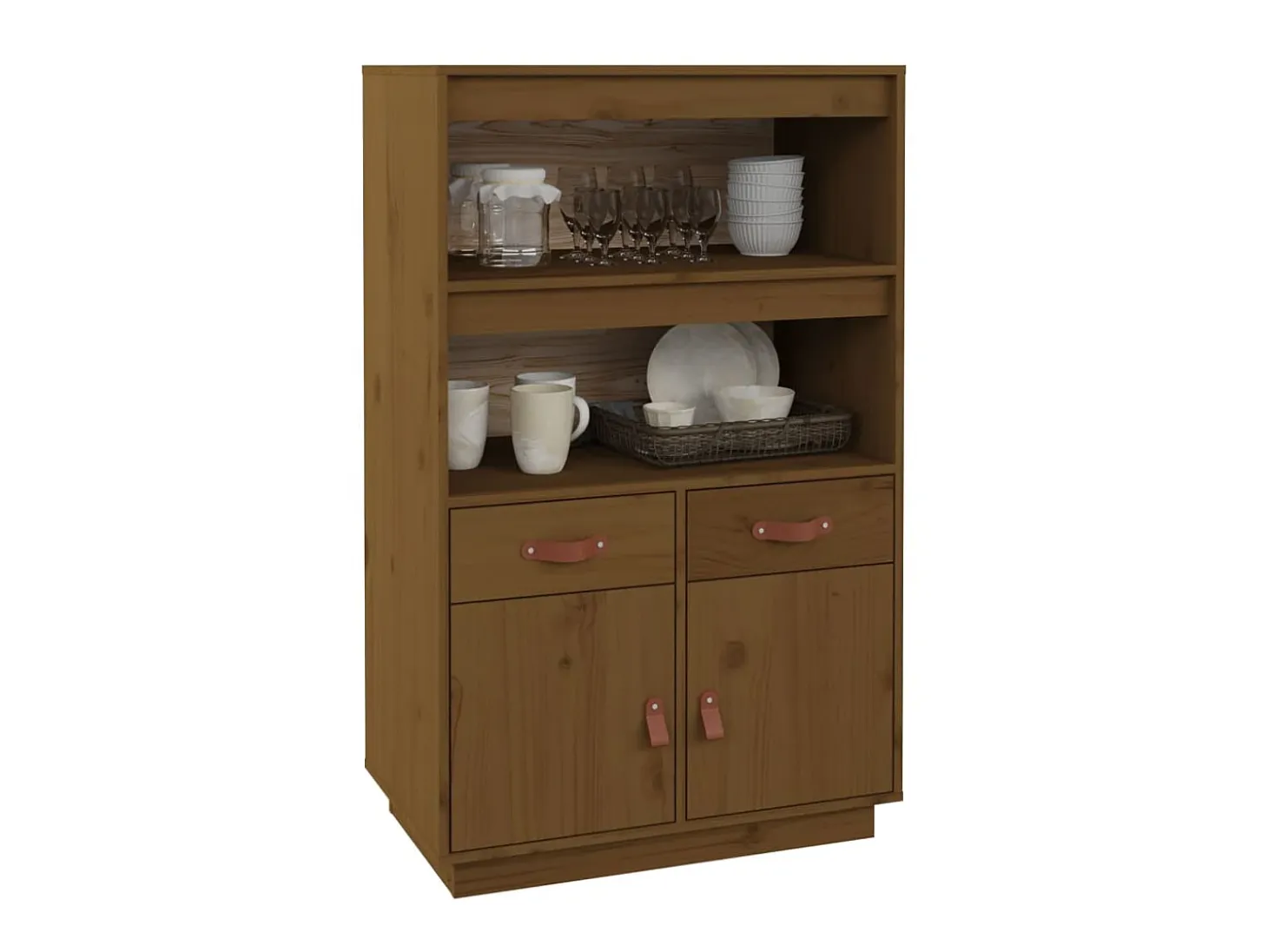 Aparador de madera maciza de pino marrón miel 67x40x108,5 cm ES63869