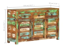 Aparador de madera maciza reciclada 110x35x65 cm