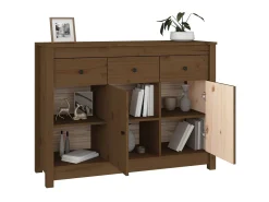 Aparador de madera maciza de pino marrón miel 100x35x74 cm ES79655