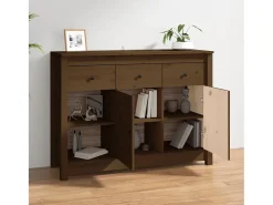 Aparador de madera maciza de pino marrón miel 100x35x74 cm ES79655