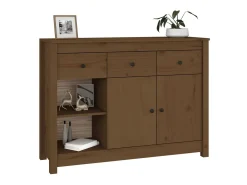 Aparador de madera maciza de pino marrón miel 100x35x74 cm ES79655