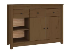 Aparador de madera maciza de pino marrón miel 100x35x74 cm ES79655