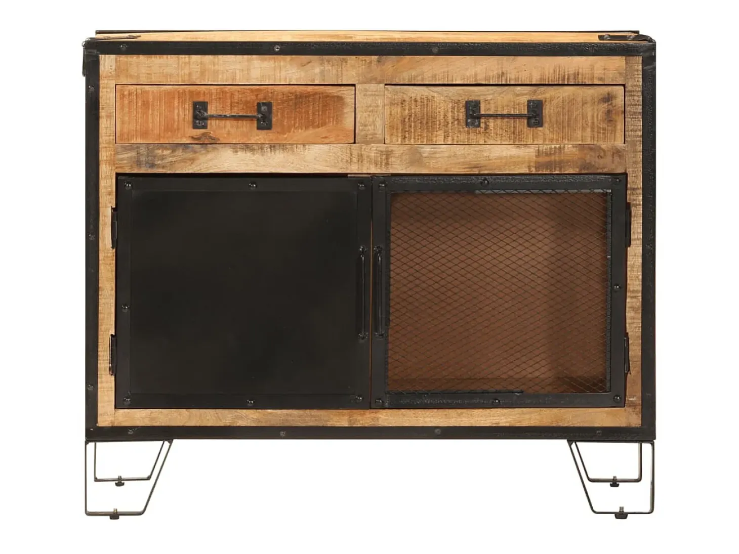 Aparador de madera maciza mango sin tratar y metal 80x31x66 cm ES48179