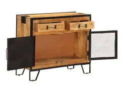 Aparador de madera maciza mango sin tratar y metal 80x31x66 cm ES48179