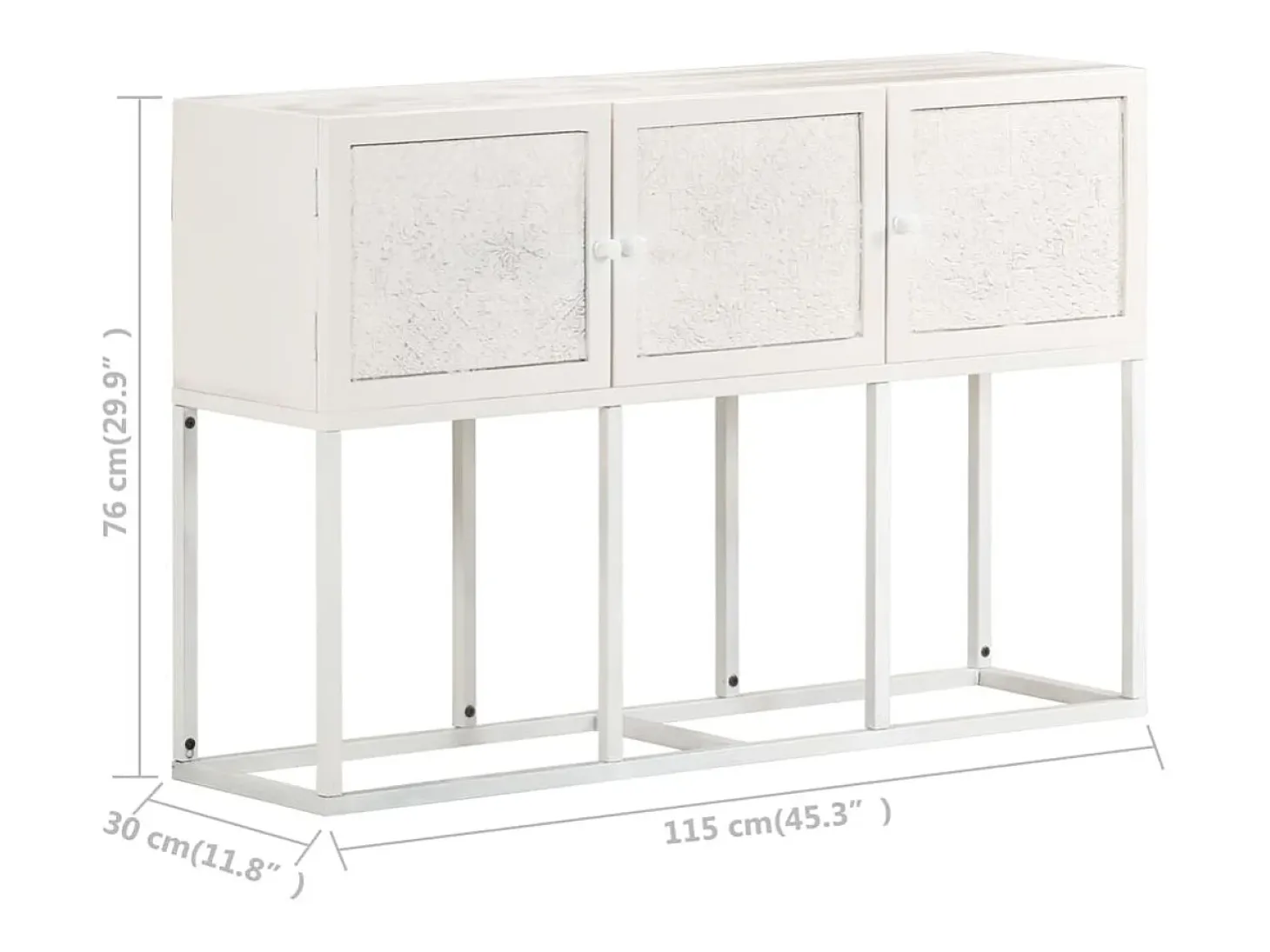 Aparador de madera maciza de mango 115x30x76 cm